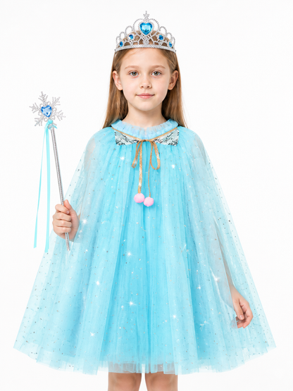 Kids' Sequin Cape with Crown for Halloween Costume Capes detail 3