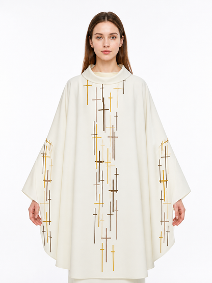 Ritual Robe with Cross Pattern, High Collar product detail 3