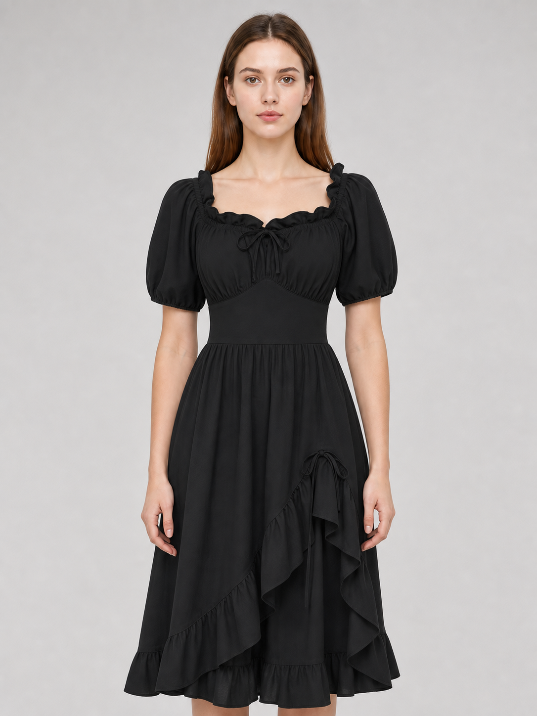Black Renaissance-Style Ruffle Dress