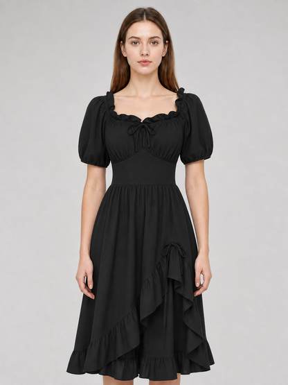 Black Renaissance-Style Ruffle Dress