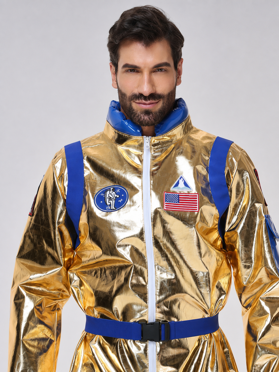 Gold-and-Blue Astronaut Costume Jumpsuit