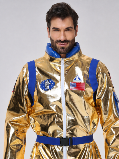 Gold-and-Blue Astronaut Costume Jumpsuit