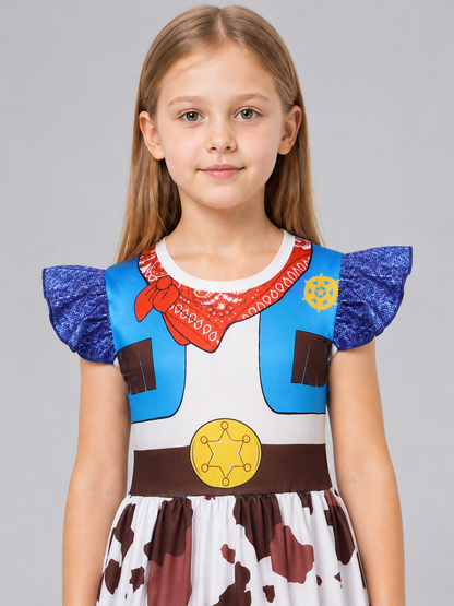 Western-style children's dress with a scarf and ruffles Costume Dresses detail 2