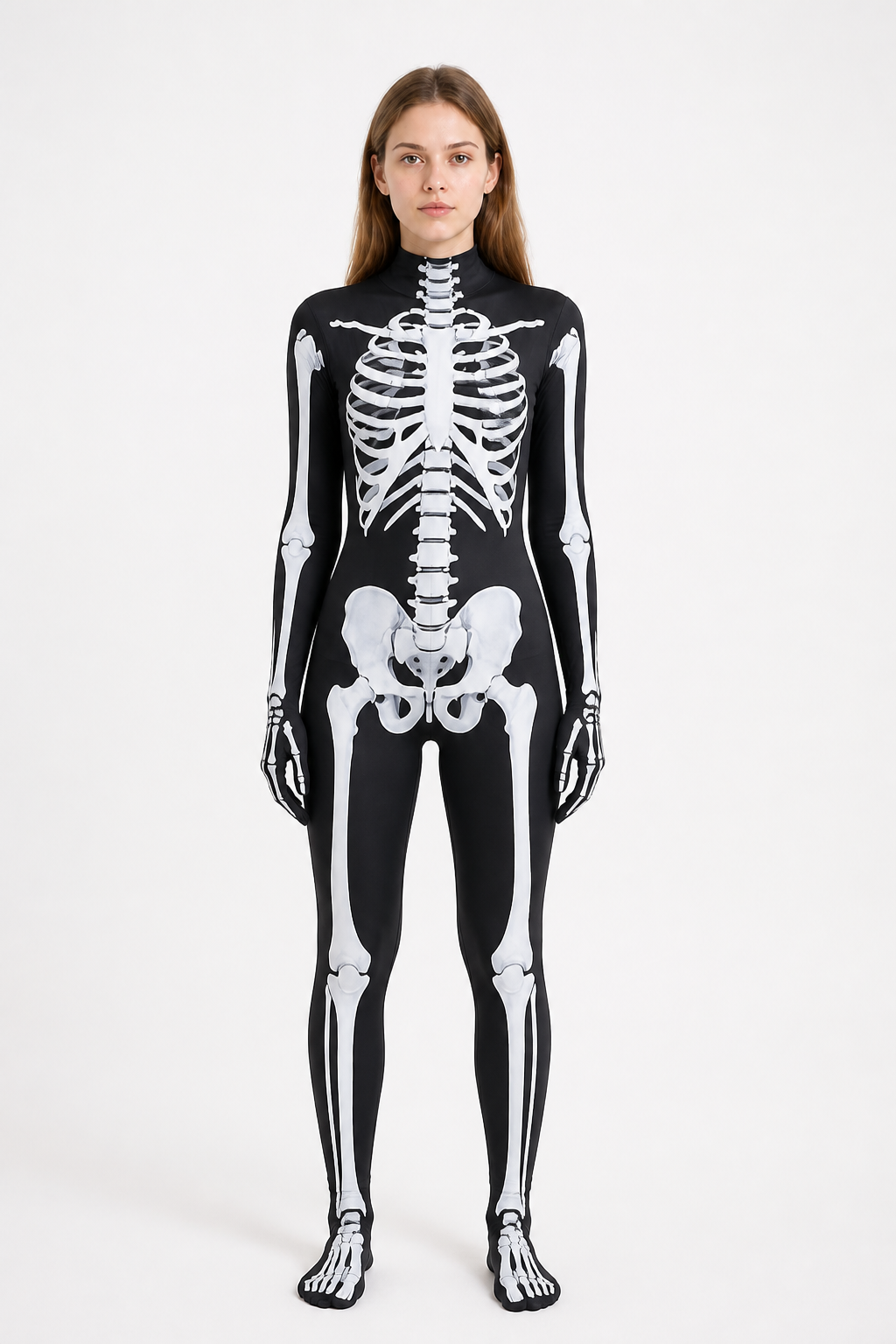 Black Skeleton Jumpsuit with White Print product detail 2