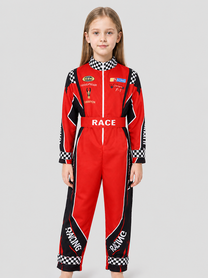 Red and Black Racing Jumpsuit for Cosplay with Belt Costumes detail 3