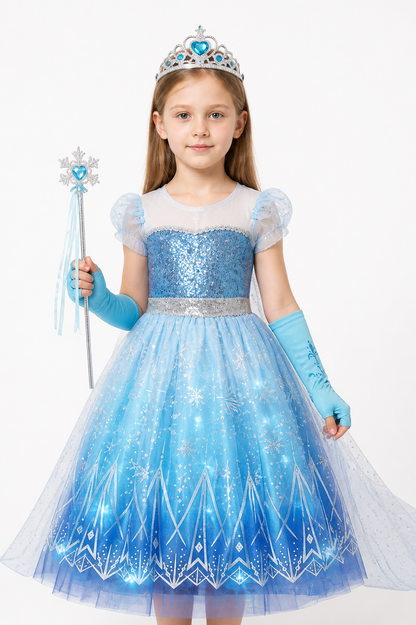Light-Up Elsa Costume with Train and Snowflakes Costumes detail 3