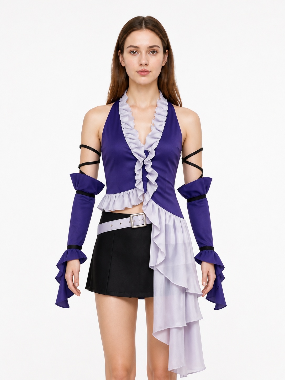 Yuna Cosplay Costume with Skirt, Belt, and Sleeves Costumes detail 2