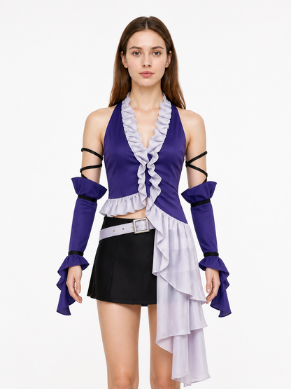 Yuna Cosplay Costume with Skirt, Belt, and Sleeves Costumes detail 2