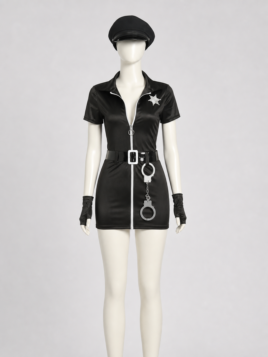 Police Costume with Shorts, Belt, and Decorative Details