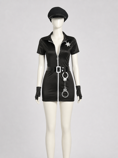 Police Costume with Shorts, Belt, and Decorative Details