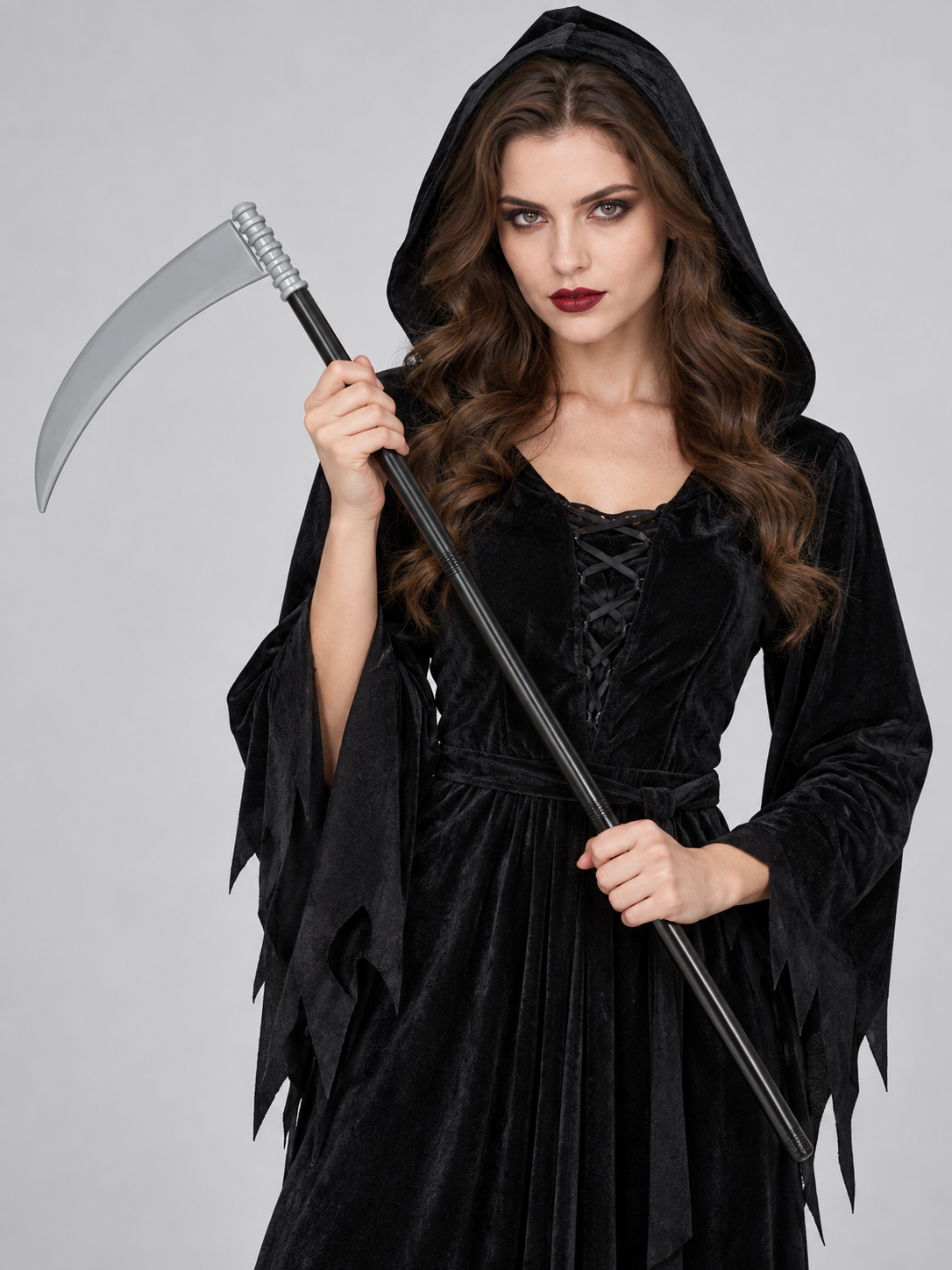 Costume Scythe with Black Handle and Silver Blade