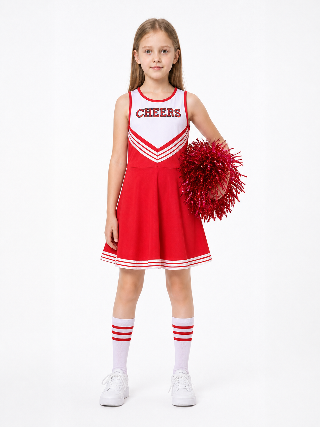 Red Children's CHEERS Cheerleading Dress 110-150 Costume Dresses detail 3