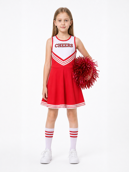 Red Children's CHEERS Cheerleading Dress 110-150 Costume Dresses detail 3