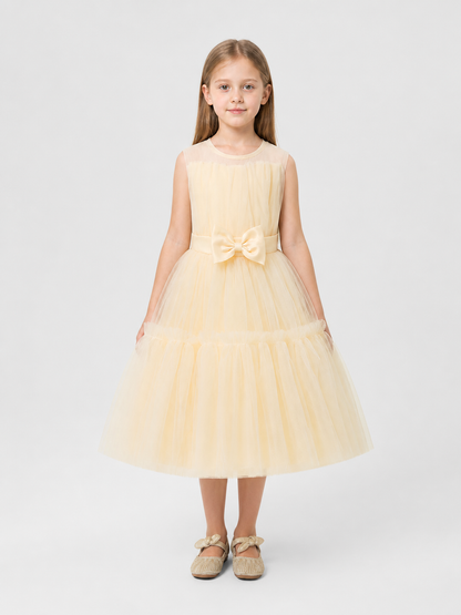Full Champagne Mesh Dress with Bow Costume Dresses detail 3