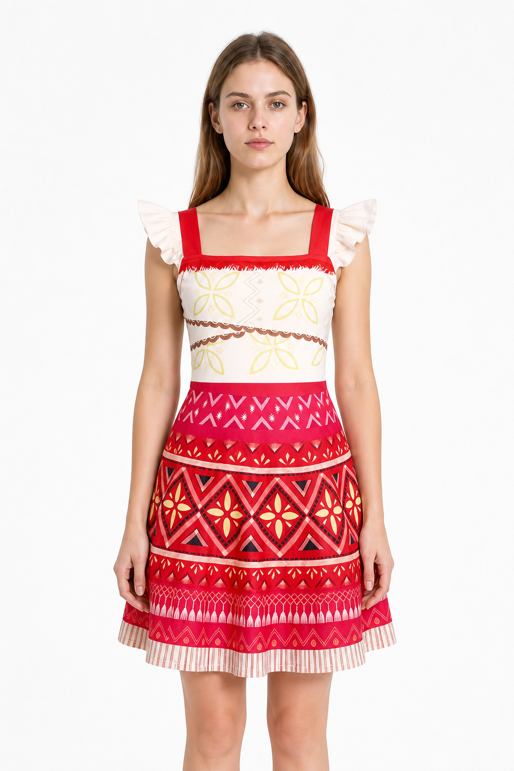 Moana Dress with Geometric Print and Ruffles Costume Dresses detail 3