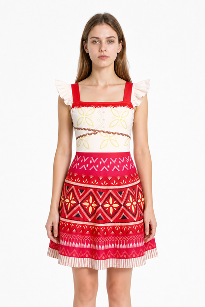 Moana Dress with Geometric Print and Ruffles Costume Dresses detail 3