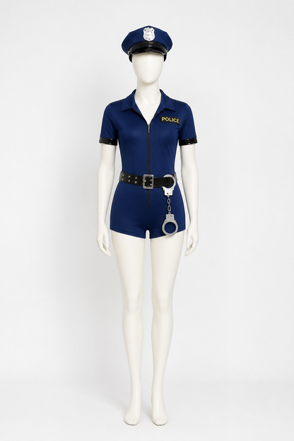 Police Costume with Jumpsuit and Cap Costume Headwear detail 3
