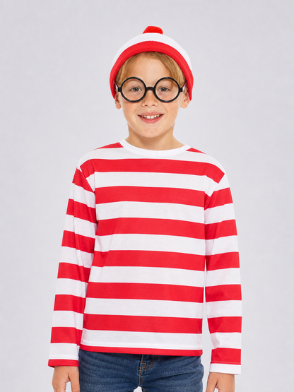 Red and White Striped T-Shirt for Cosplay