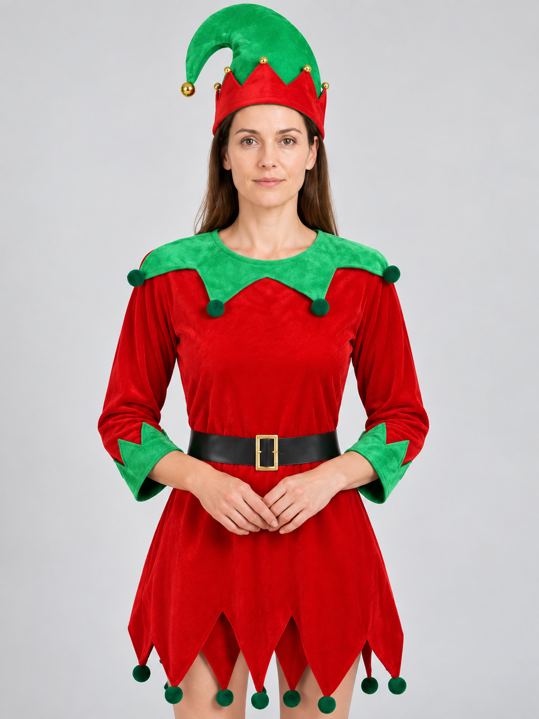 Elf Costume: Red Dress and Hat Costume Dresses detail 2