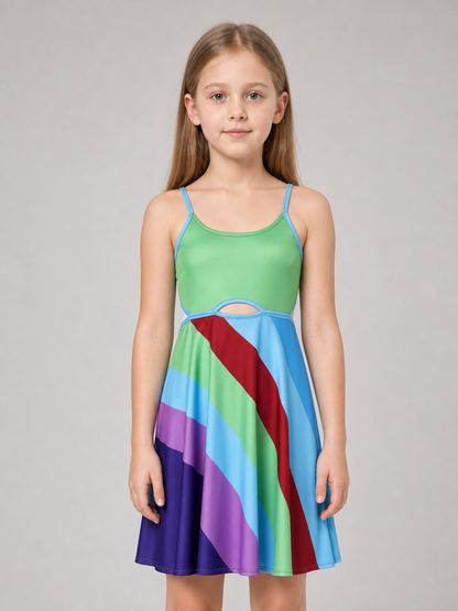 Cosplay Dress with Color Inserts and Cutout