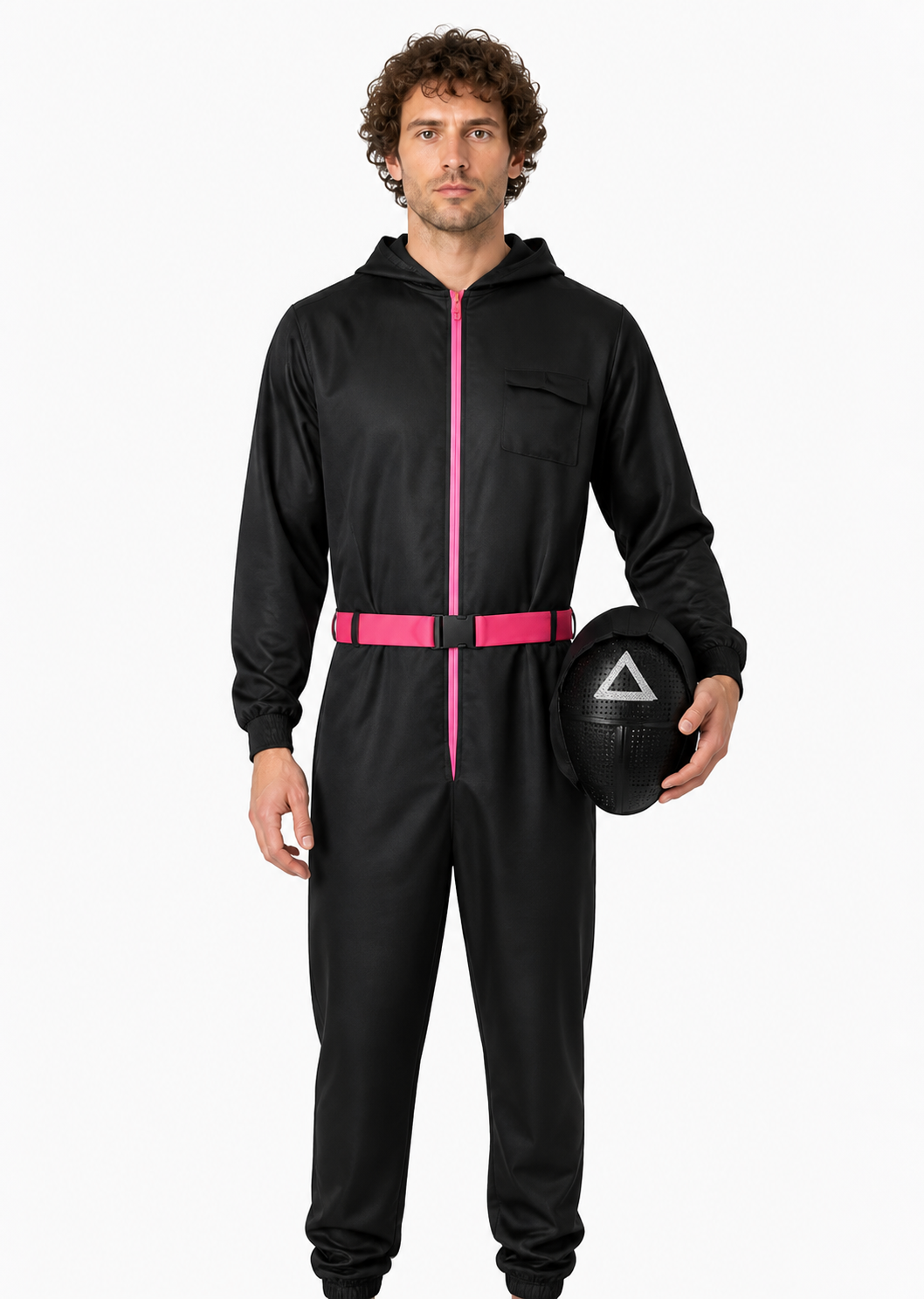 Black Cosplay Jumpsuit with Mask and Hood Costume Masks detail 3
