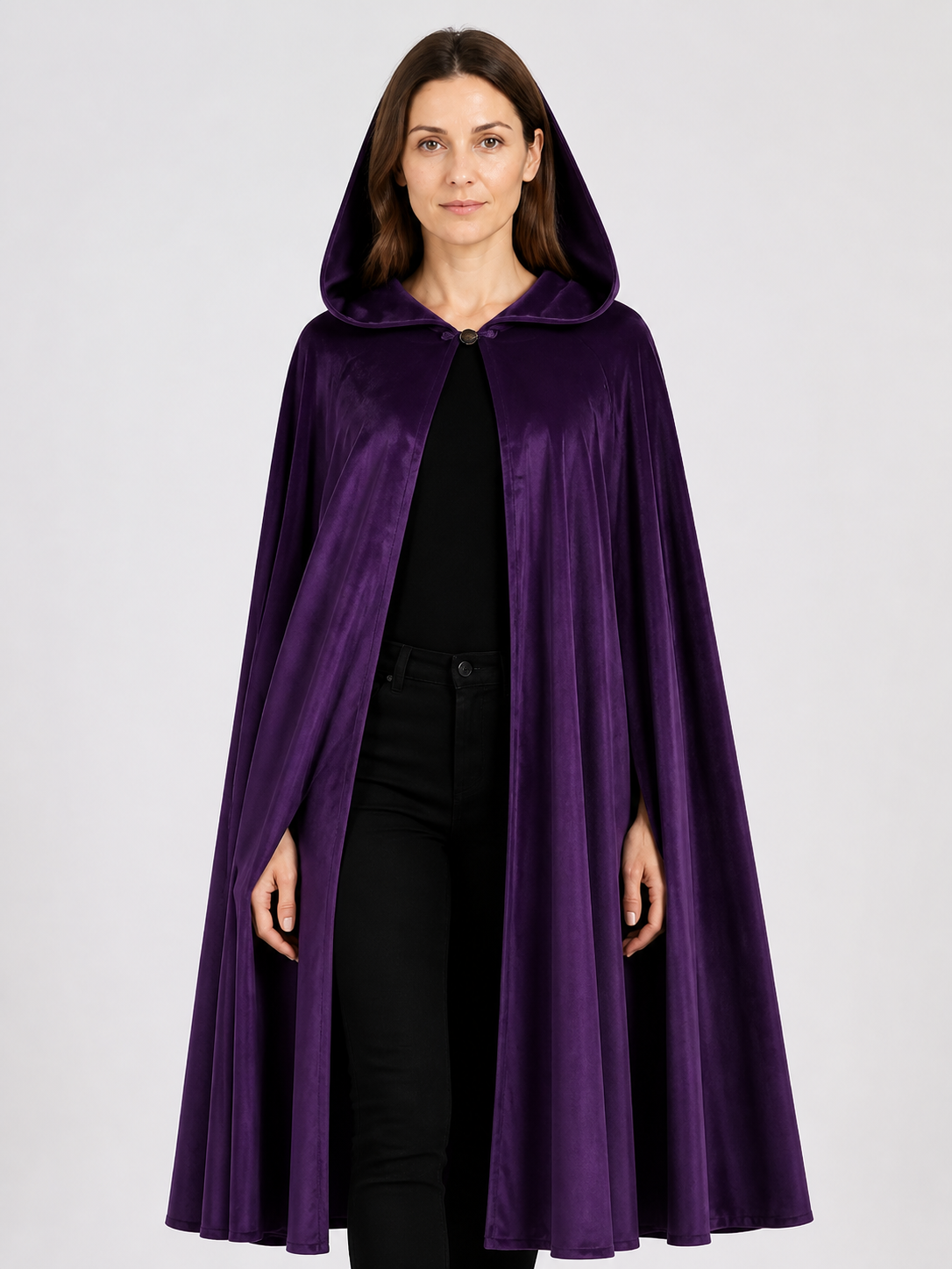 Adult Long Purple Hooded Cape