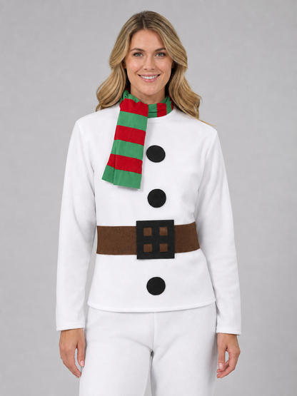 New Year's snowman costume with hat, scarf, and belt