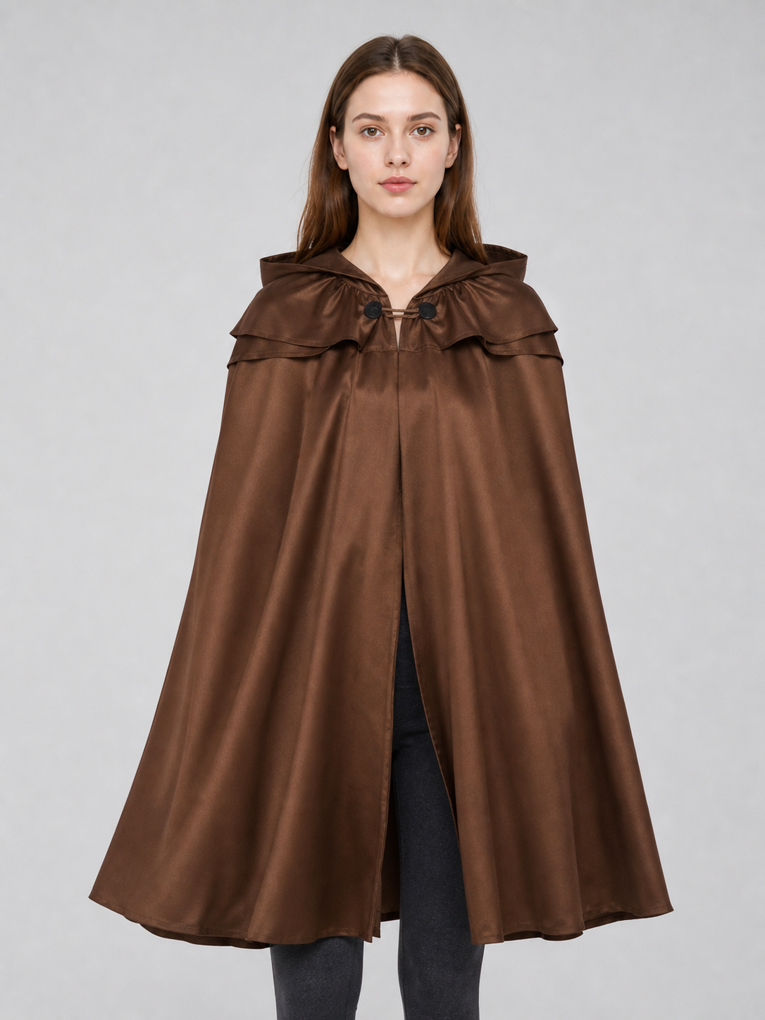 Brown Viking Hooded Cloak Cape