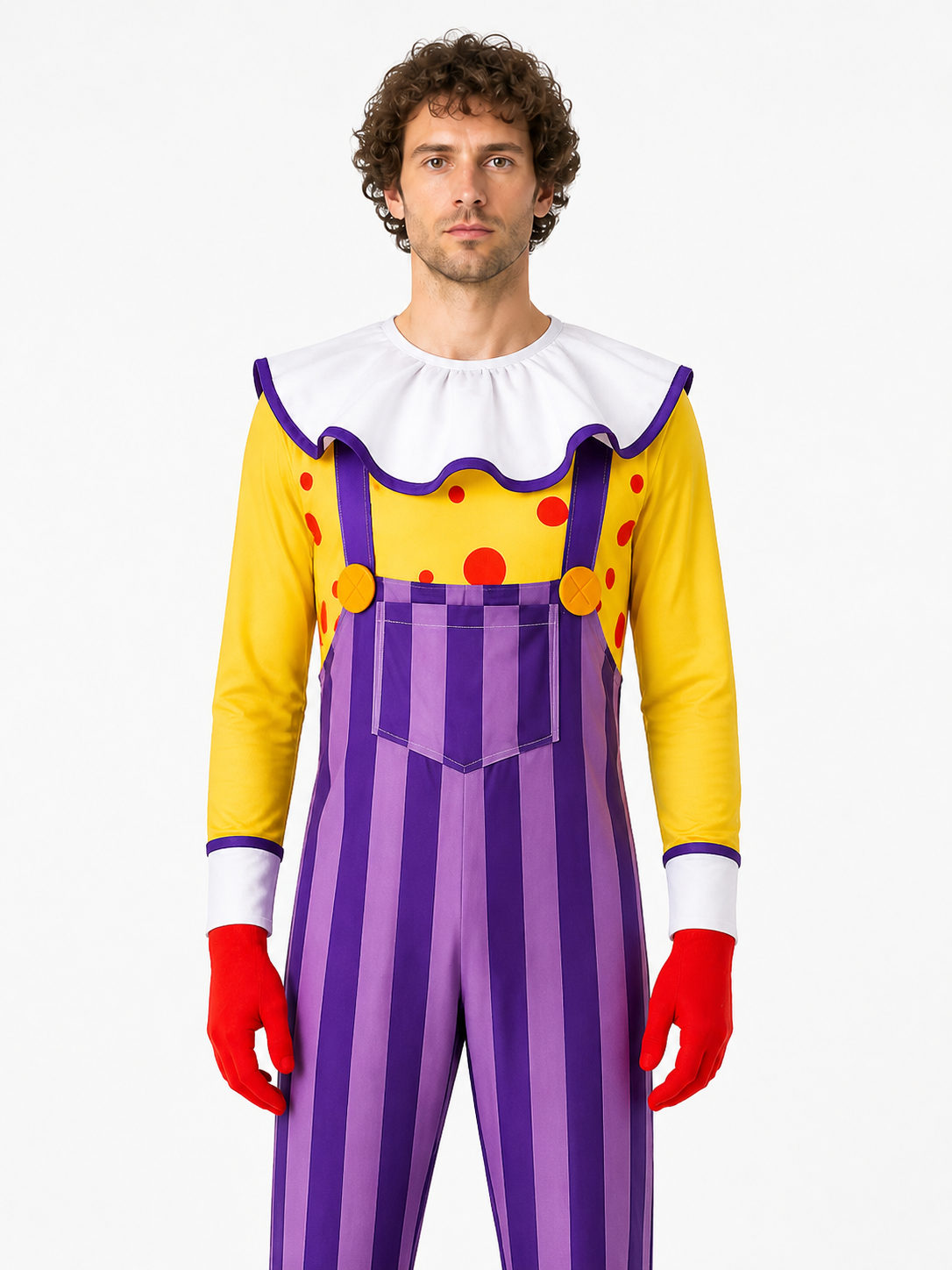 Purple Striped Clown Jumpsuit for Halloween Costumes detail 3