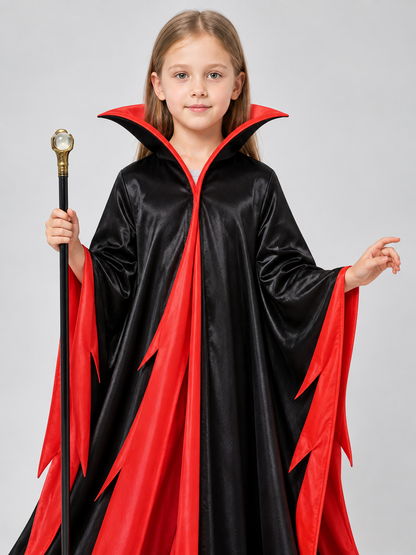 Black and Red Carnival Cape with High Collar Costume Capes detail 2