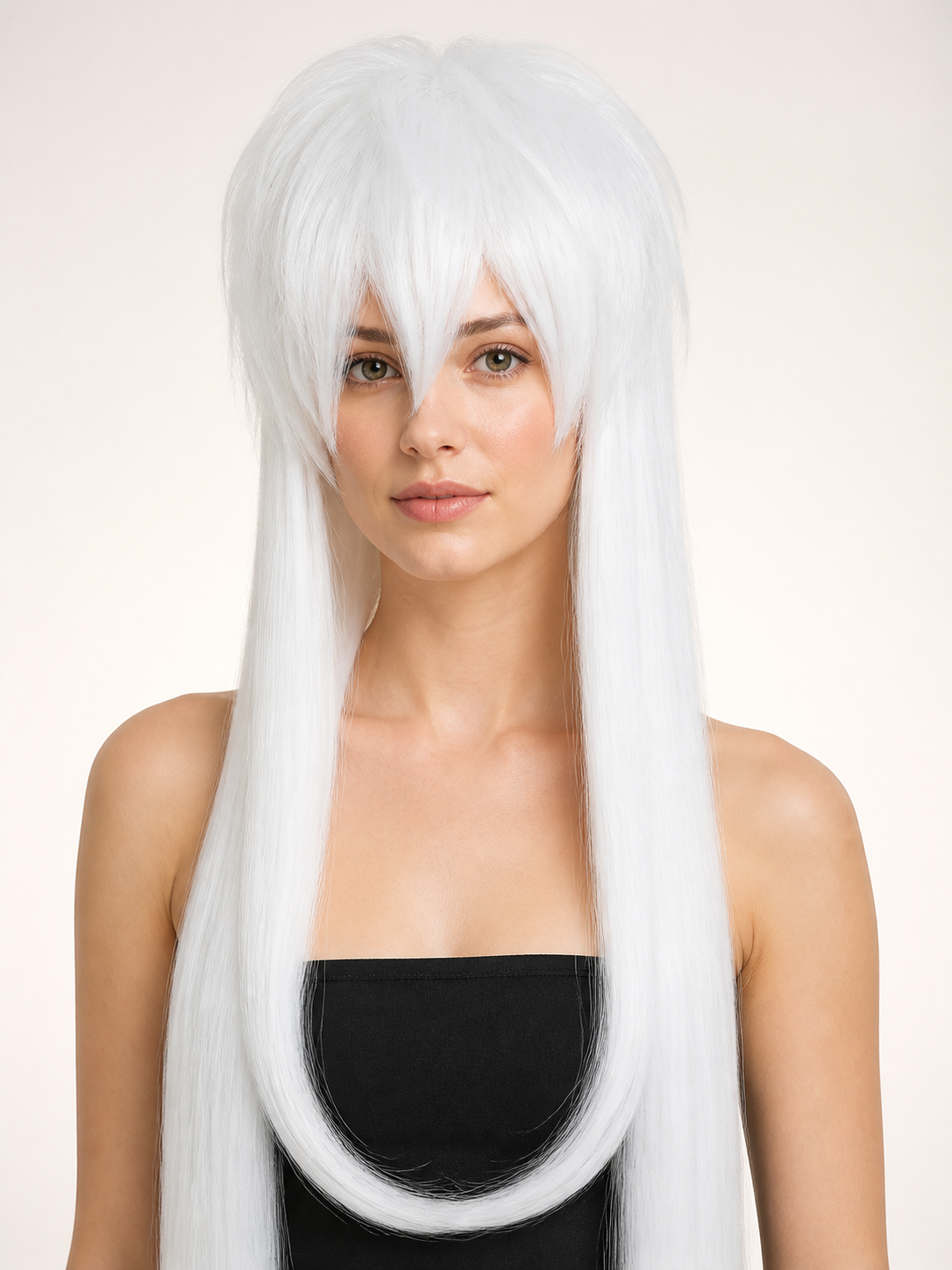 Long White Costume Wig for Halloween and Cosplay Costume Wigs detail 2