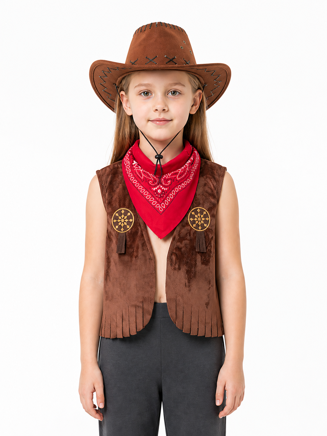 Cowboy Costume with Vest and Hat for Halloween Costume Headwear detail 3