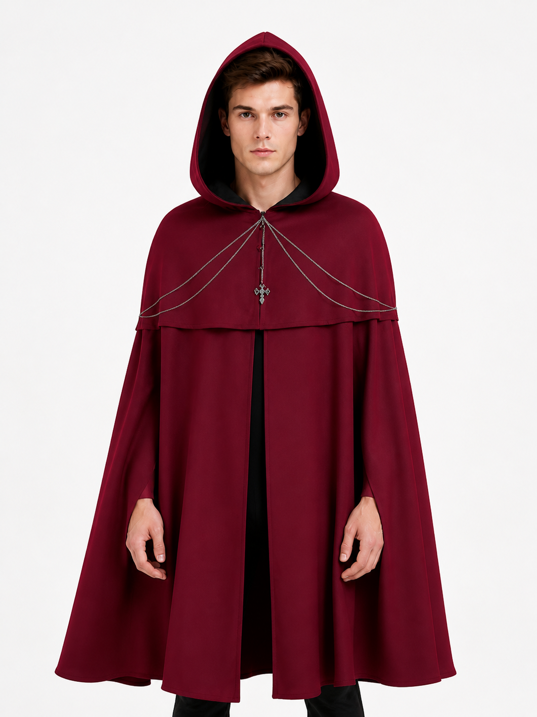 Long Hooded Cape with Chain for Halloween Costume Capes detail 2
