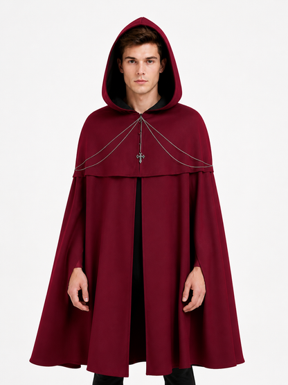 Long Hooded Cape with Chain for Halloween Costume Capes detail 2