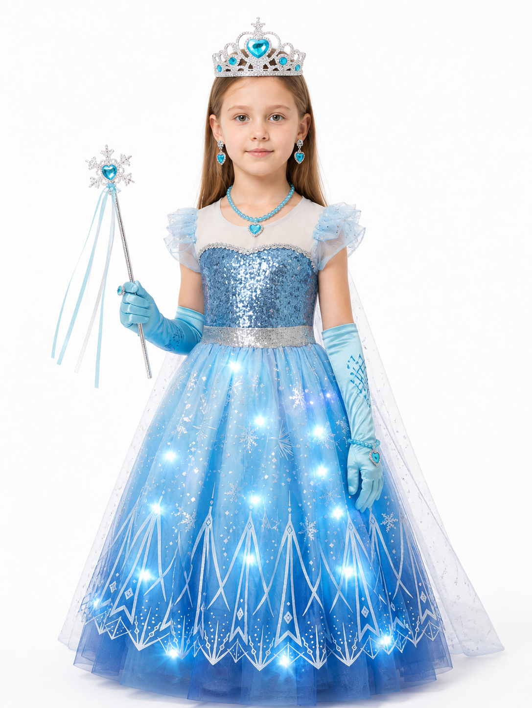 Glowing Elsa Costume with Crown and Wand Costume Headwear detail 3