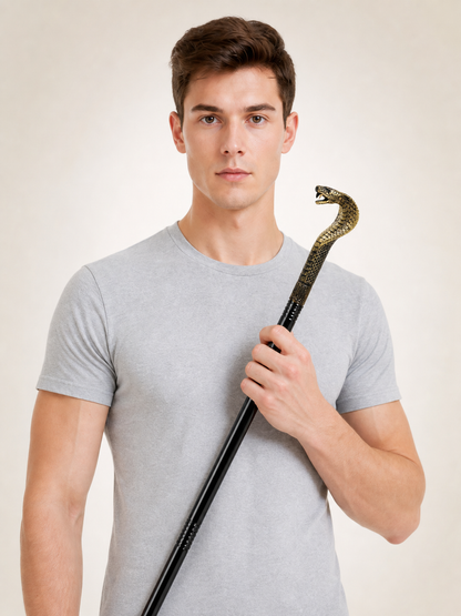 Cane with a Snake Head-Shaped Handle, Gold