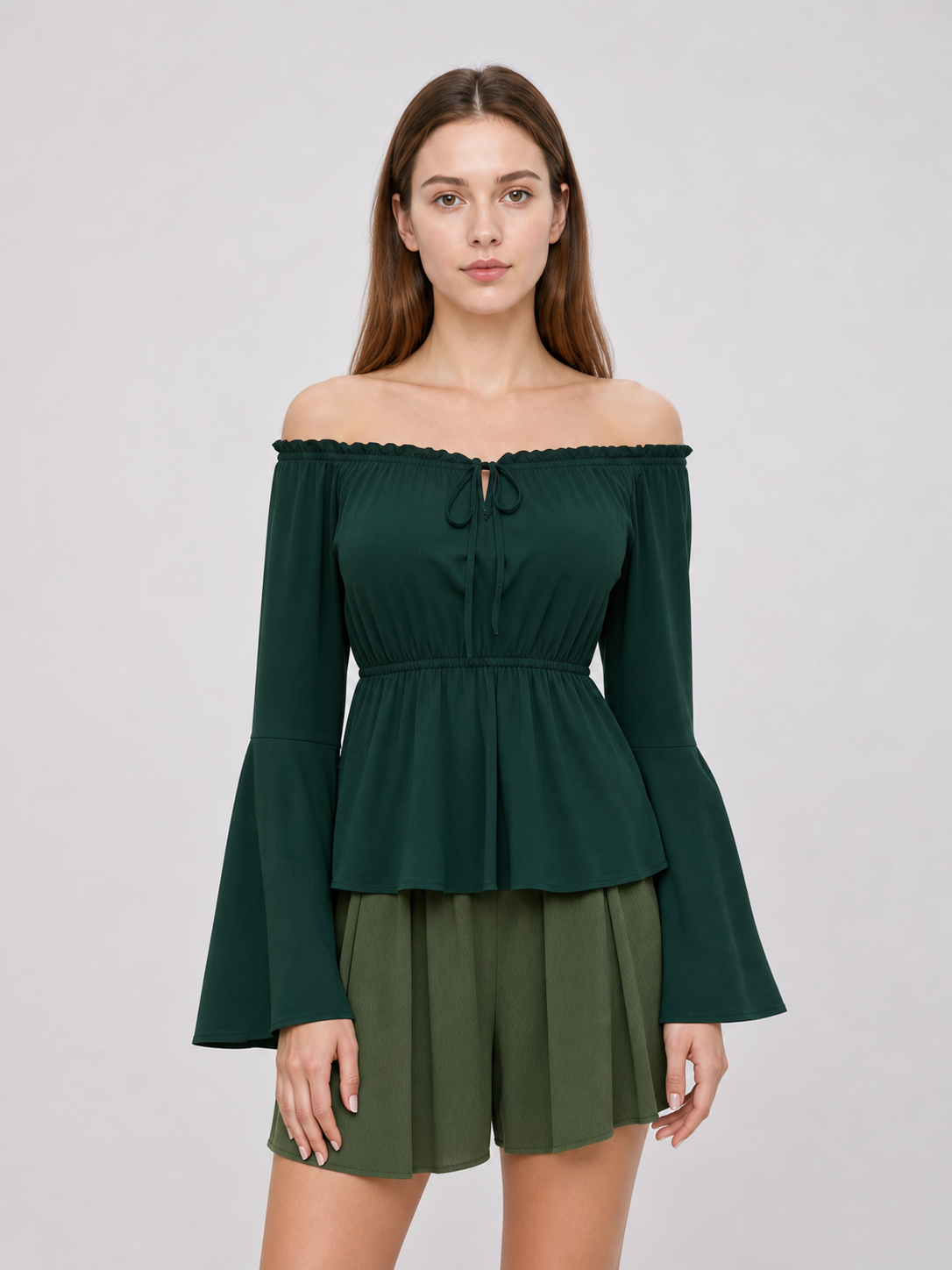 Off-the-Shoulder Blouse with Long Sleeves