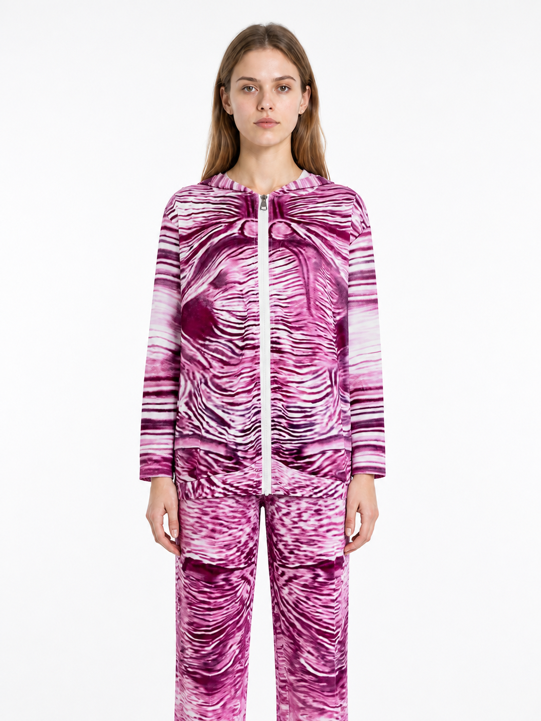 Hooded Jacket and Pants Costume with Pink, White, and Black Print Costumes detail 3