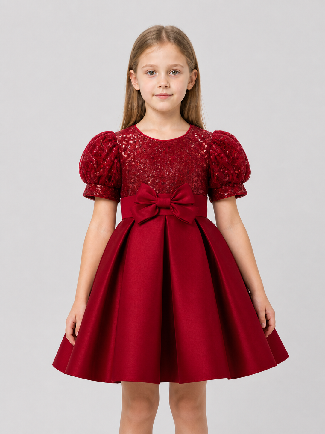 Party Dress with Sequins, a Full Skirt, and a Bow Costume Dresses detail 3