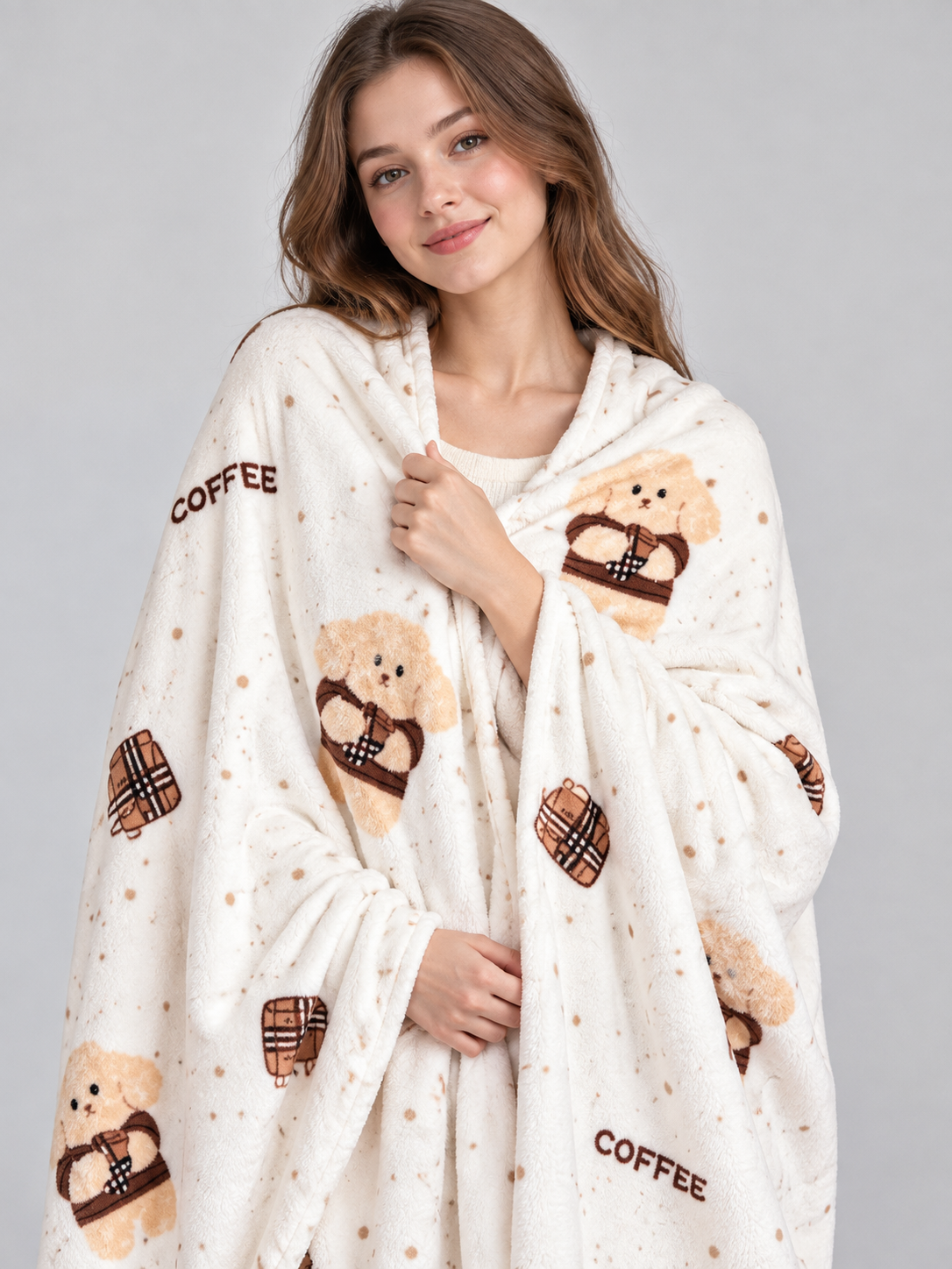 Fleece Blanket with Dog Print and Lettering