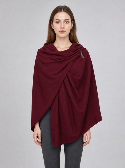 Burgundy Hooded Cape, Metal Clasp