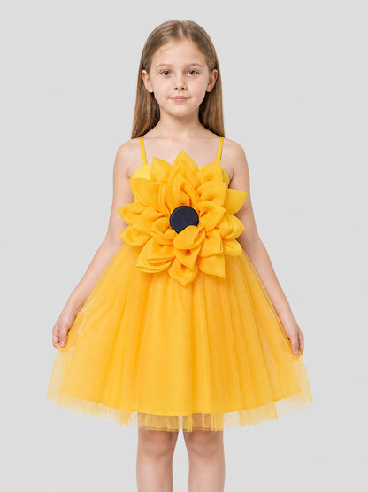 Festive Princess Dress with Full Skirt and Flower