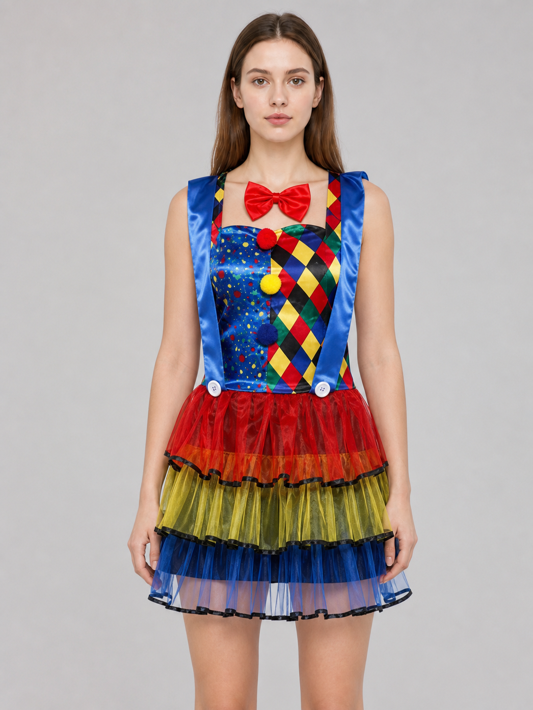 Clown Costume with Dress, Bow, and Hat