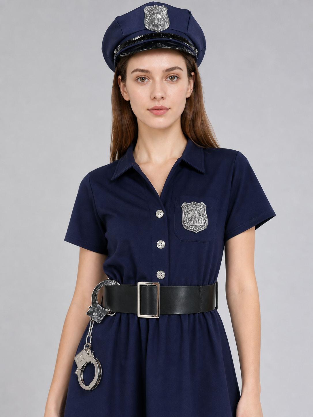 Carnival Police Uniform Dress with Cap Costume Dresses detail
