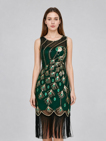 Gatsby-Style Peacock and Fringe Dress