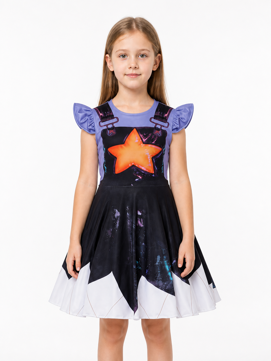 Children's Dress with an Orange Star and Puff Sleeves Costume Dresses detail 3