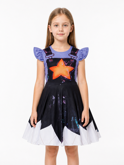 Children's Dress with an Orange Star and Puff Sleeves Costume Dresses detail 3