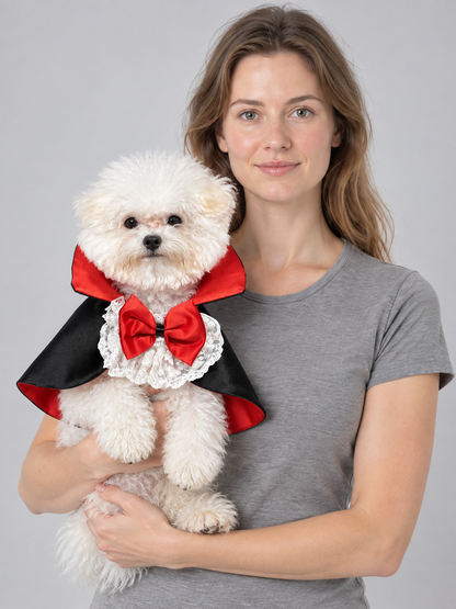 Vampire Cape for Pets with Lace and Bow