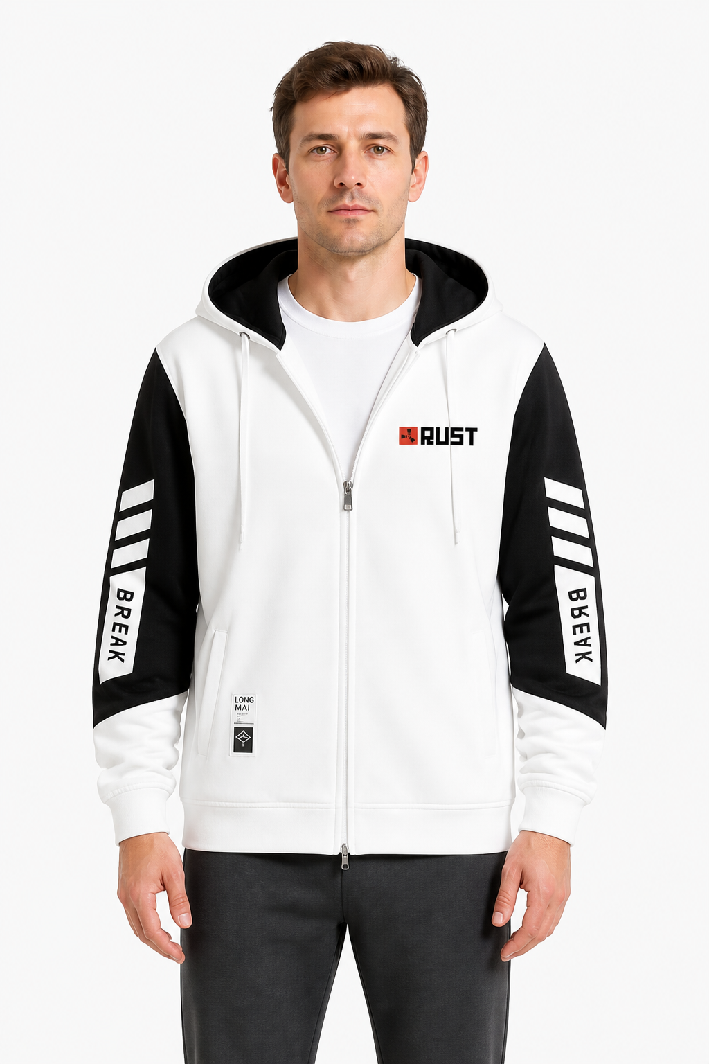 Oversized Rust Print Hoodie, Black and White Wearable Blankets detail 3