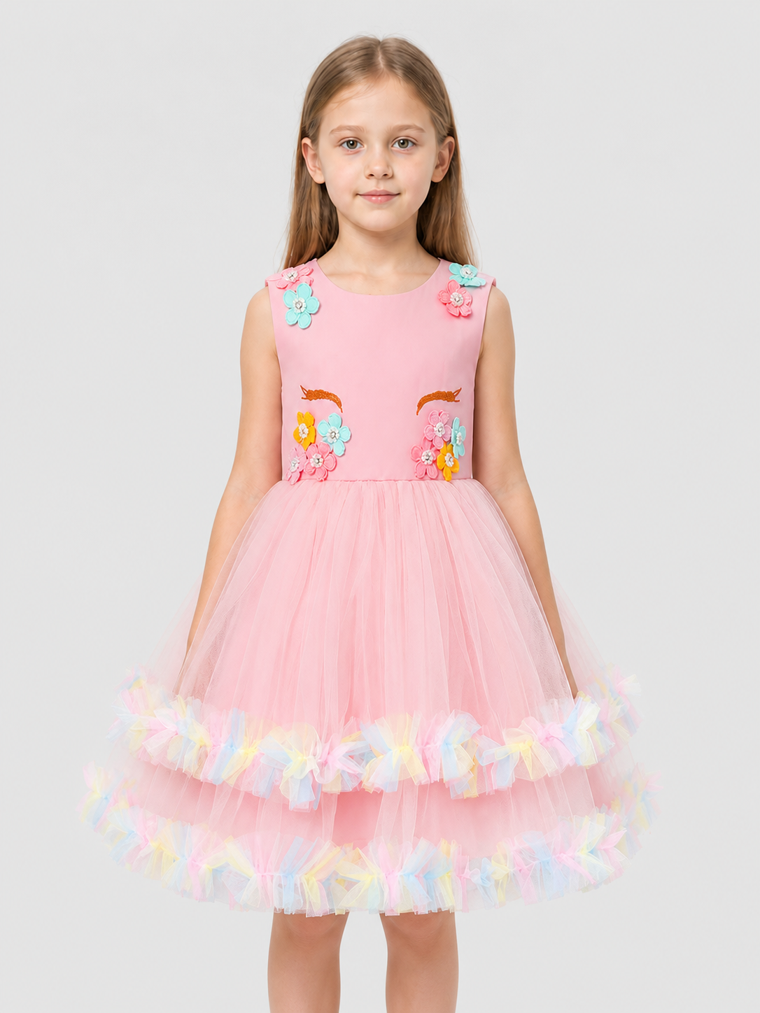 Girls' Princess Dressy Dress with Flowers and Bows Costume Dresses detail 3